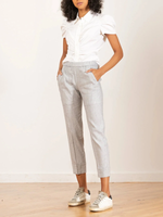 Avenue Montaigne Tonic Linen Hairline Stripe Pant_F1624