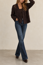 Wispr Sequin Diamond Pointelle Cardigan