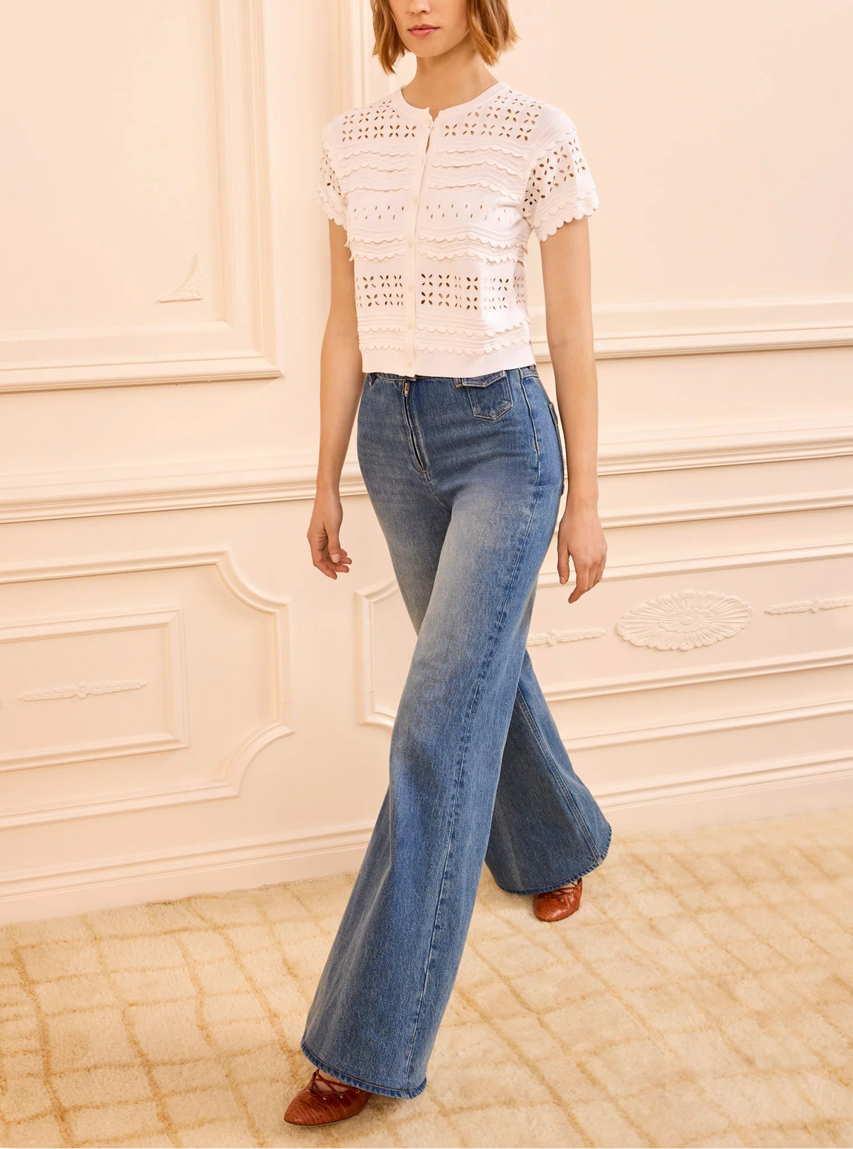 Ulla Johnson Abrina Eyelet Knit Cardigan