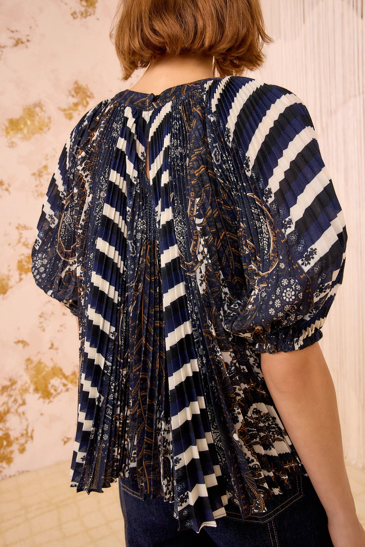 Ulla Johnson Dafne Pleated Short Sleeve Blouse