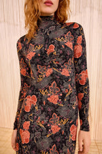 Ulla Johnson Koa Jersey Ruched Front Turtleneck Dress