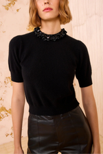 Ulla Johnson Liv Embroidered Cashmere S/S Sweater