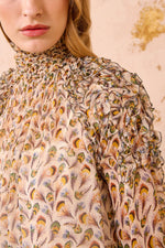 Ulla Johnson Magdalena Silk Smocked L/S Blouse