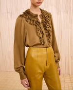 Ulla Johnson Rouen Silk Ruffle Front L/S Blouse