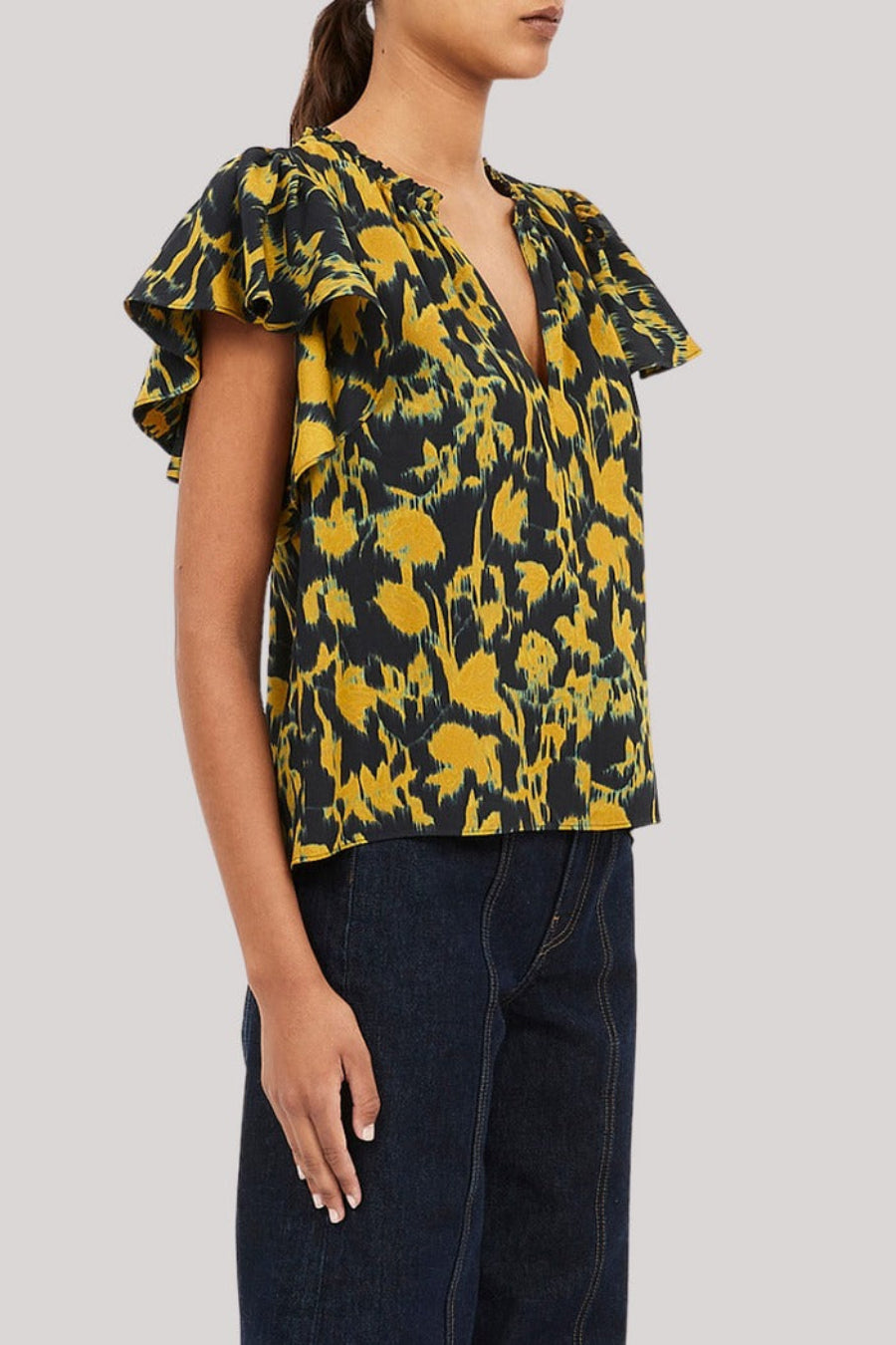 Ulla Johnson Lilo Flutter Sleeve Blouse