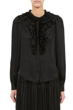 Ulla Johnson Rouen Silk Ruffle Front L/S Blouse