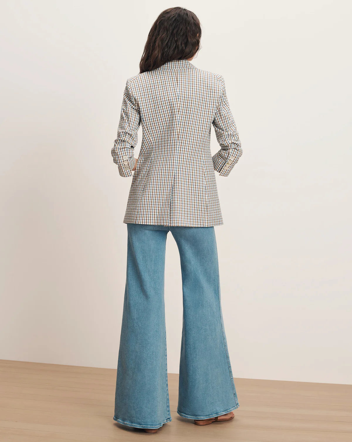 Veronica Beard Clayton Gingham Dickey Jacket in Acorn Multi