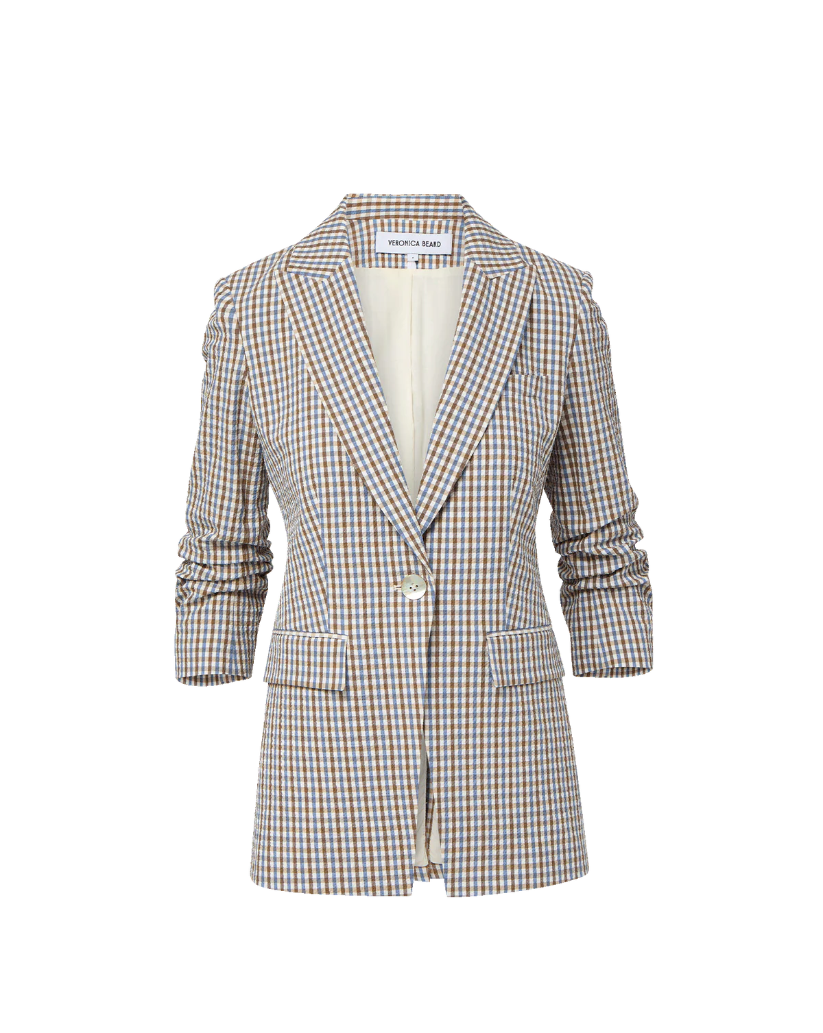 Veronica Beard Clayton Gingham Dickey Jacket in Acorn Multi