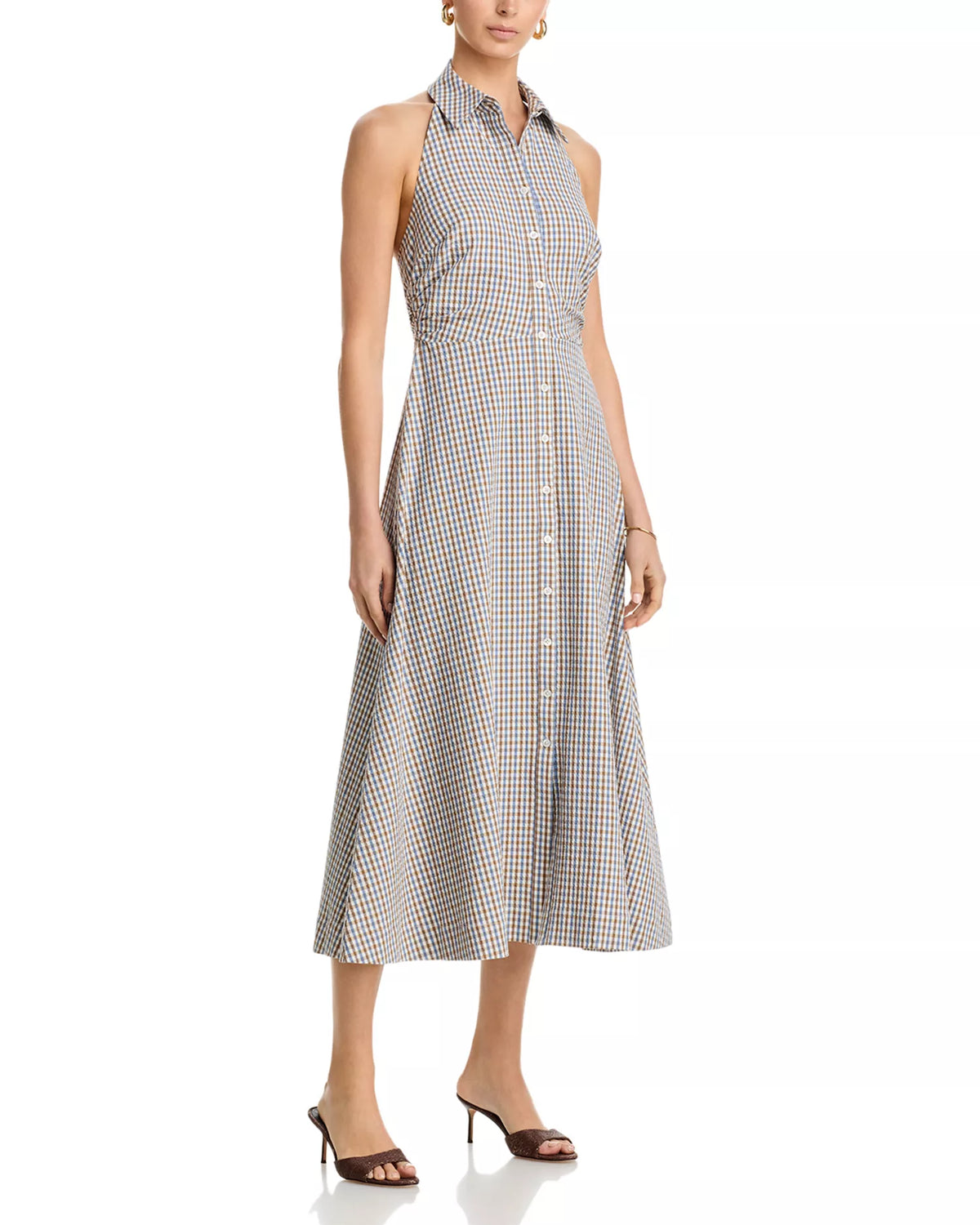 Veronica Beard Mackey Halter Dress in Acorn Multi