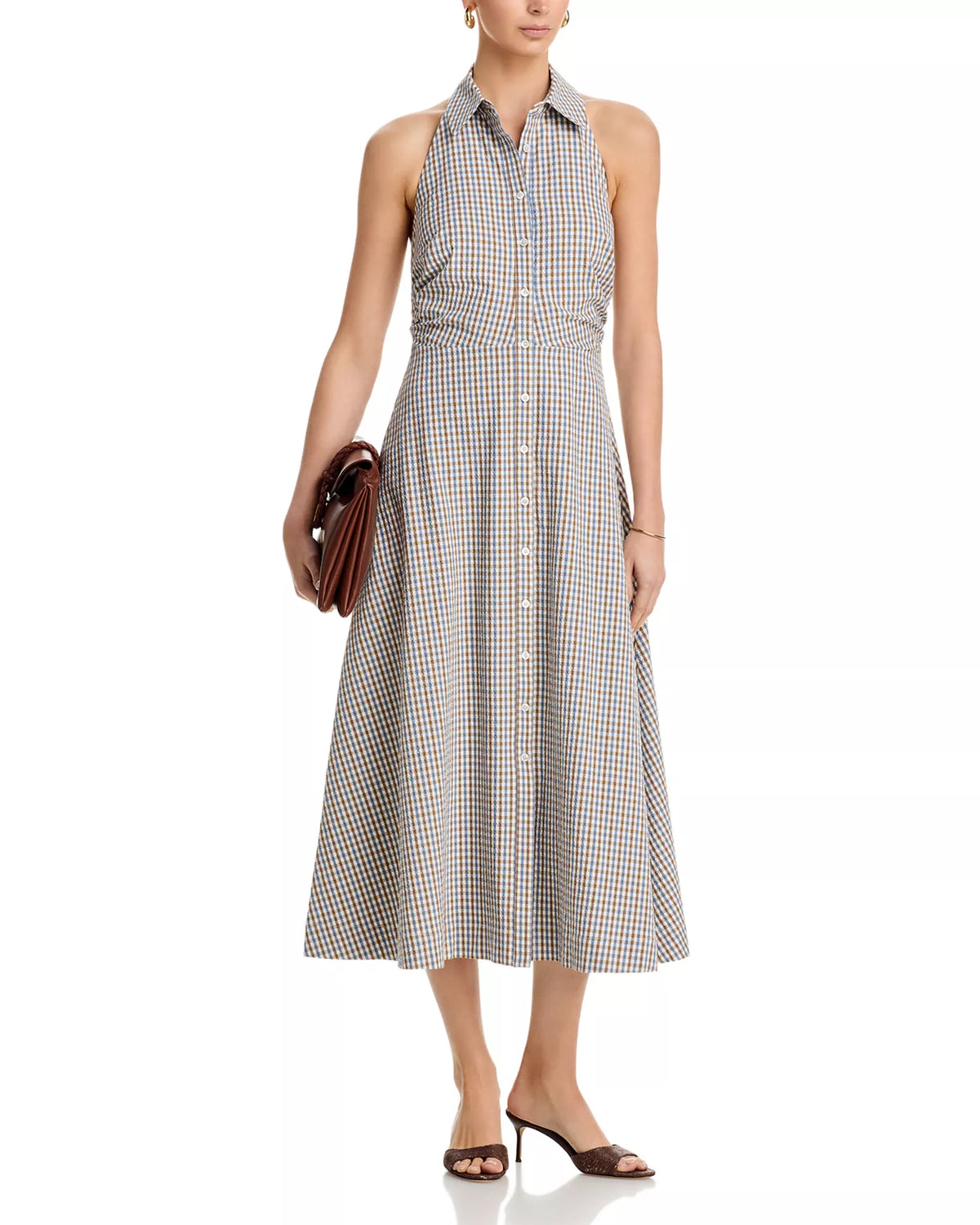 Veronica Beard Mackey Halter Dress in Acorn Multi