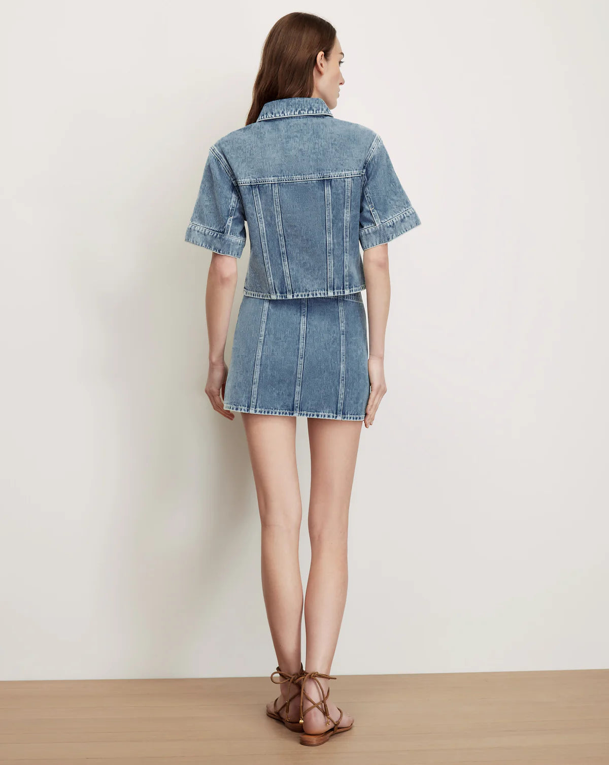 Veronica Beard Malcolm Cropped Denim Jacket in Silver Dust 