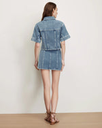 Veronica Beard Malcolm Cropped Denim Jacket in Silver Dust 
