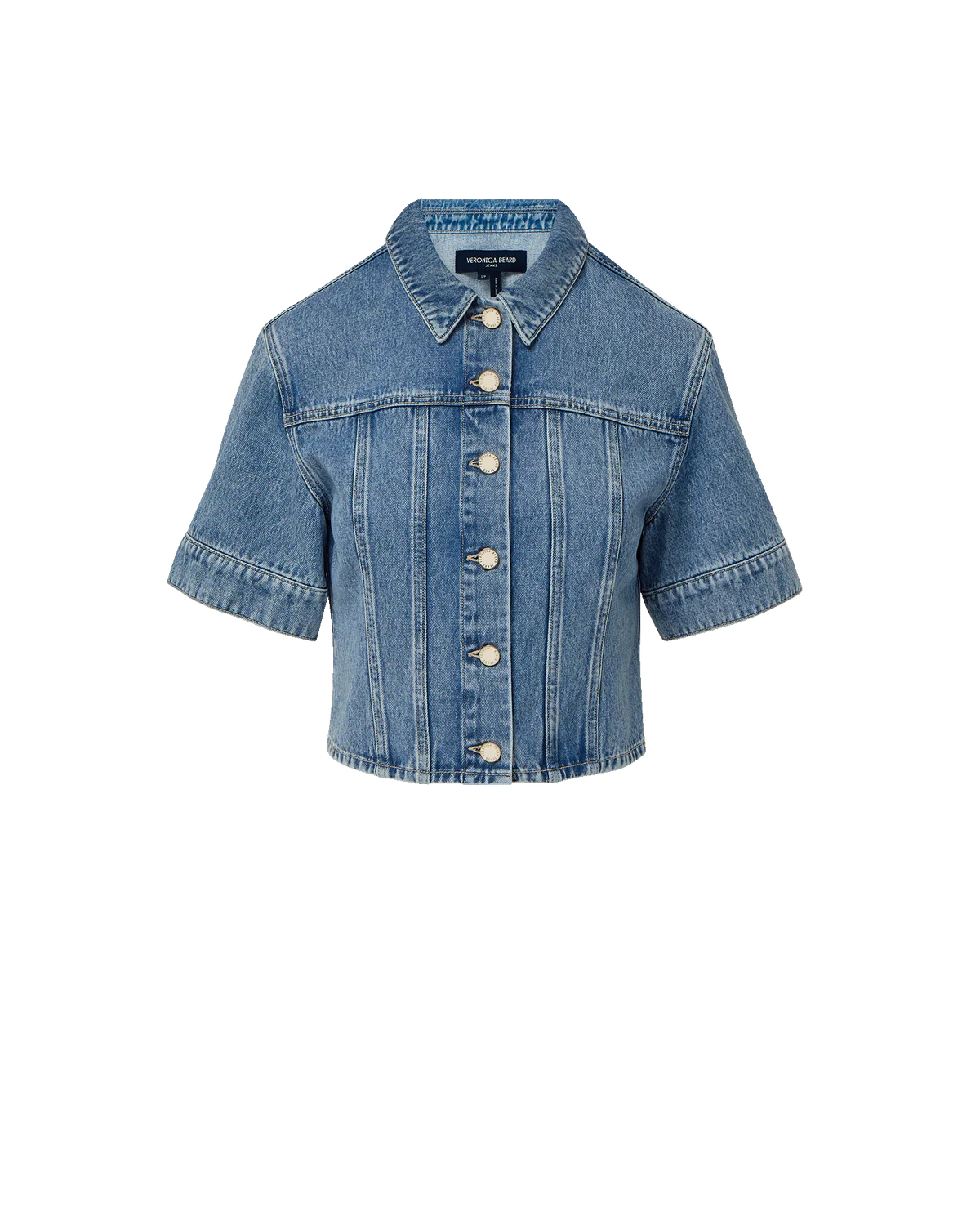 Veronica Beard Malcolm Cropped Denim Jacket in Silver Dust