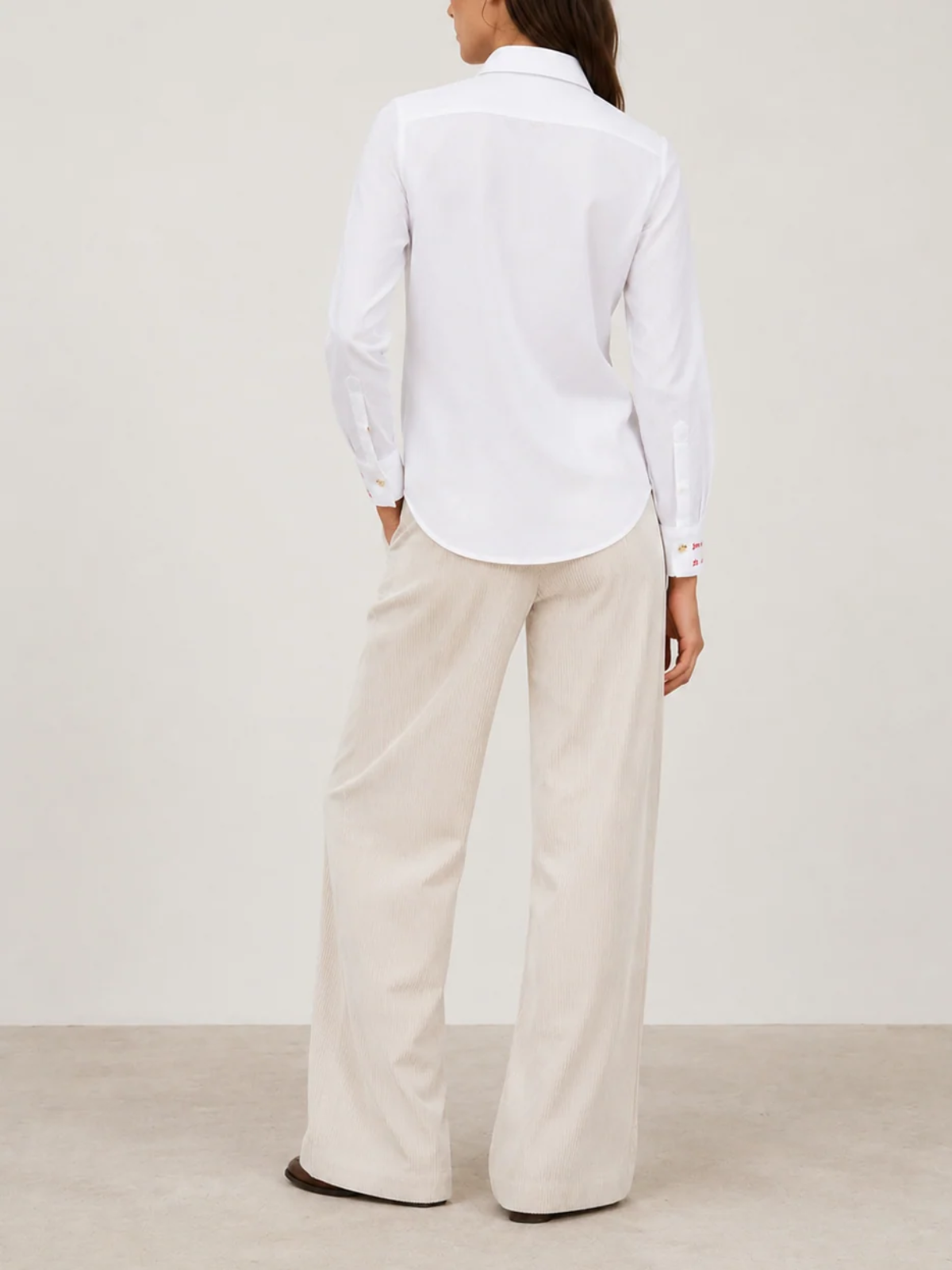Vilagallo Herringbone Shirt With Heart Embroidery_33756