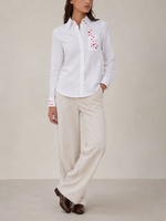 Vilagallo Herringbone Shirt With Heart Embroidery_33756