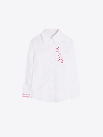 Vilagallo Herringbone Shirt With Heart Embroidery_33756