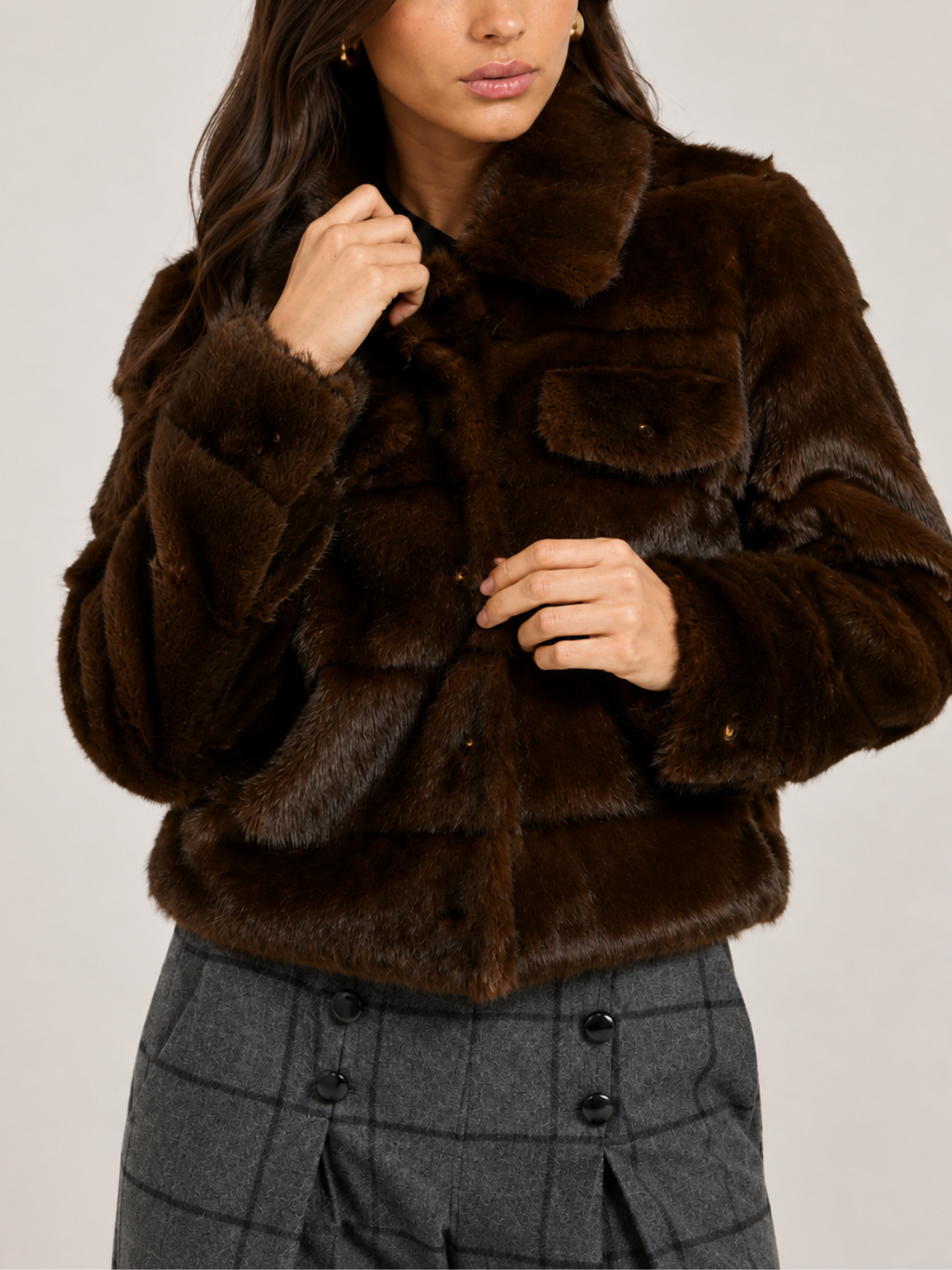 Vilagallo Short Faux Fur Jacket_33763