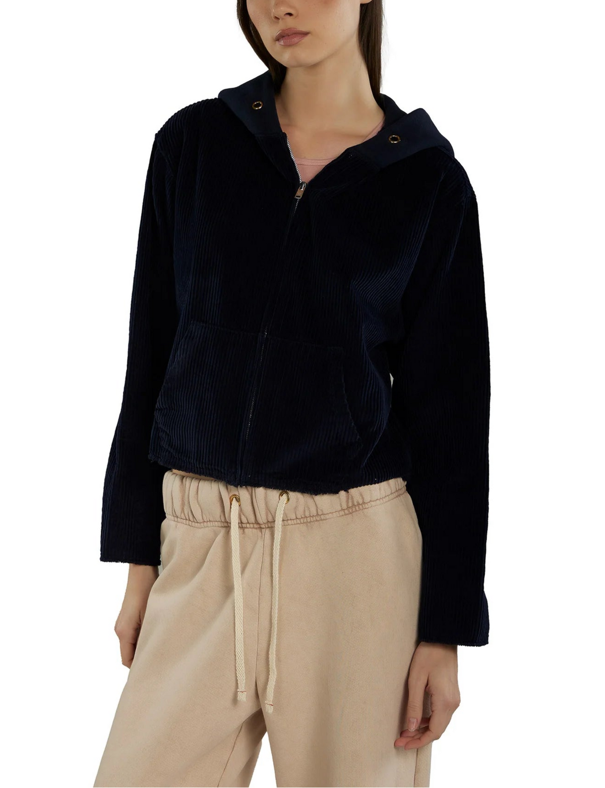 Les Tian Rosa Raw Zip Hoodie