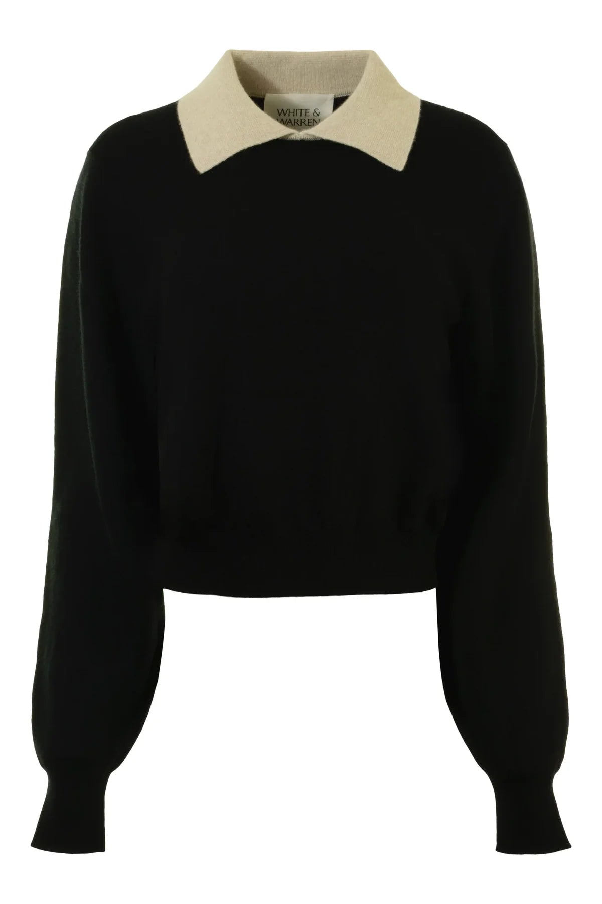 White + Warren Cashmere Contrast Collar Sweater