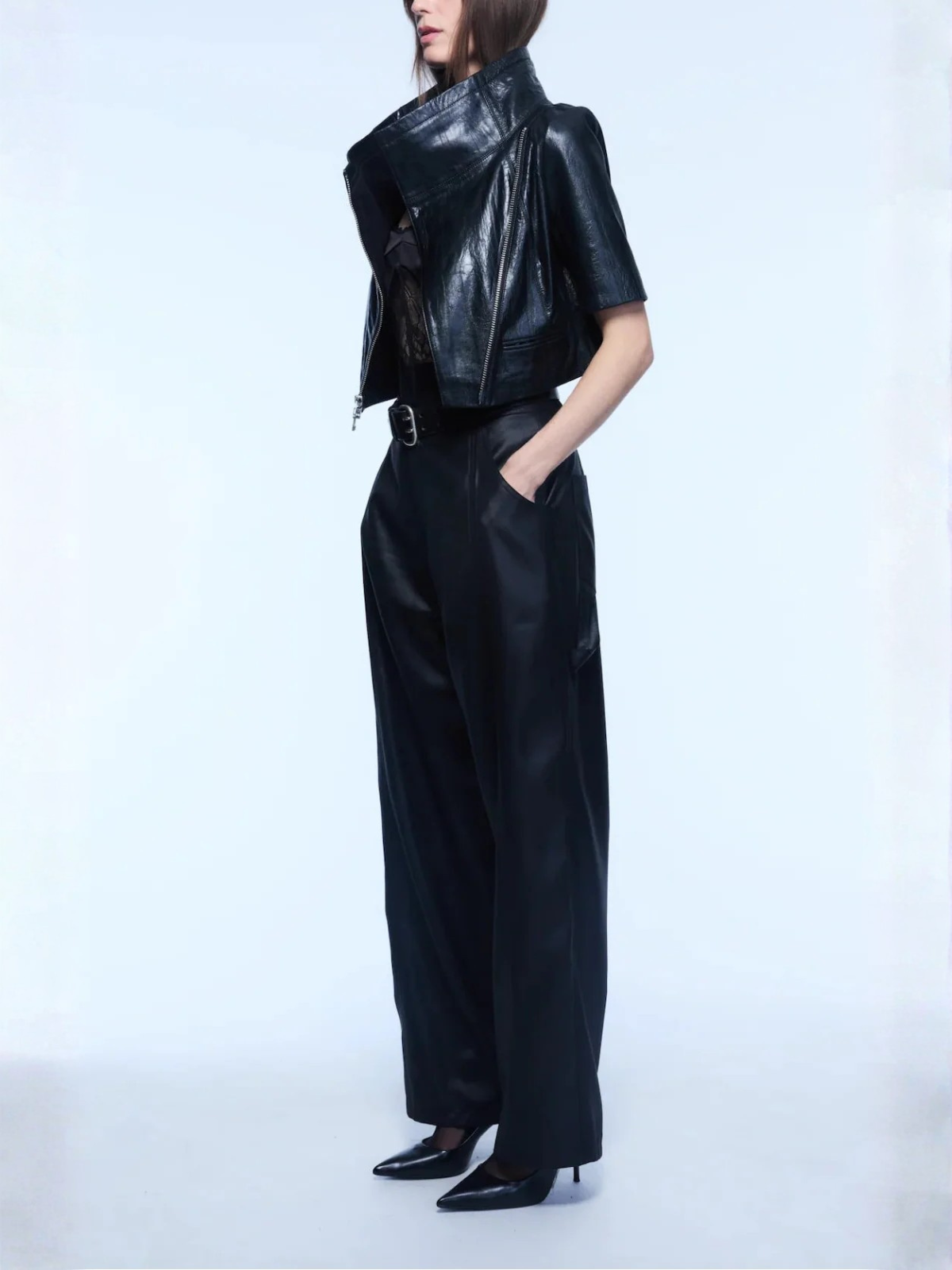 Yigal Azrouel Ts Cropped Leather Jacket_YANSJ06