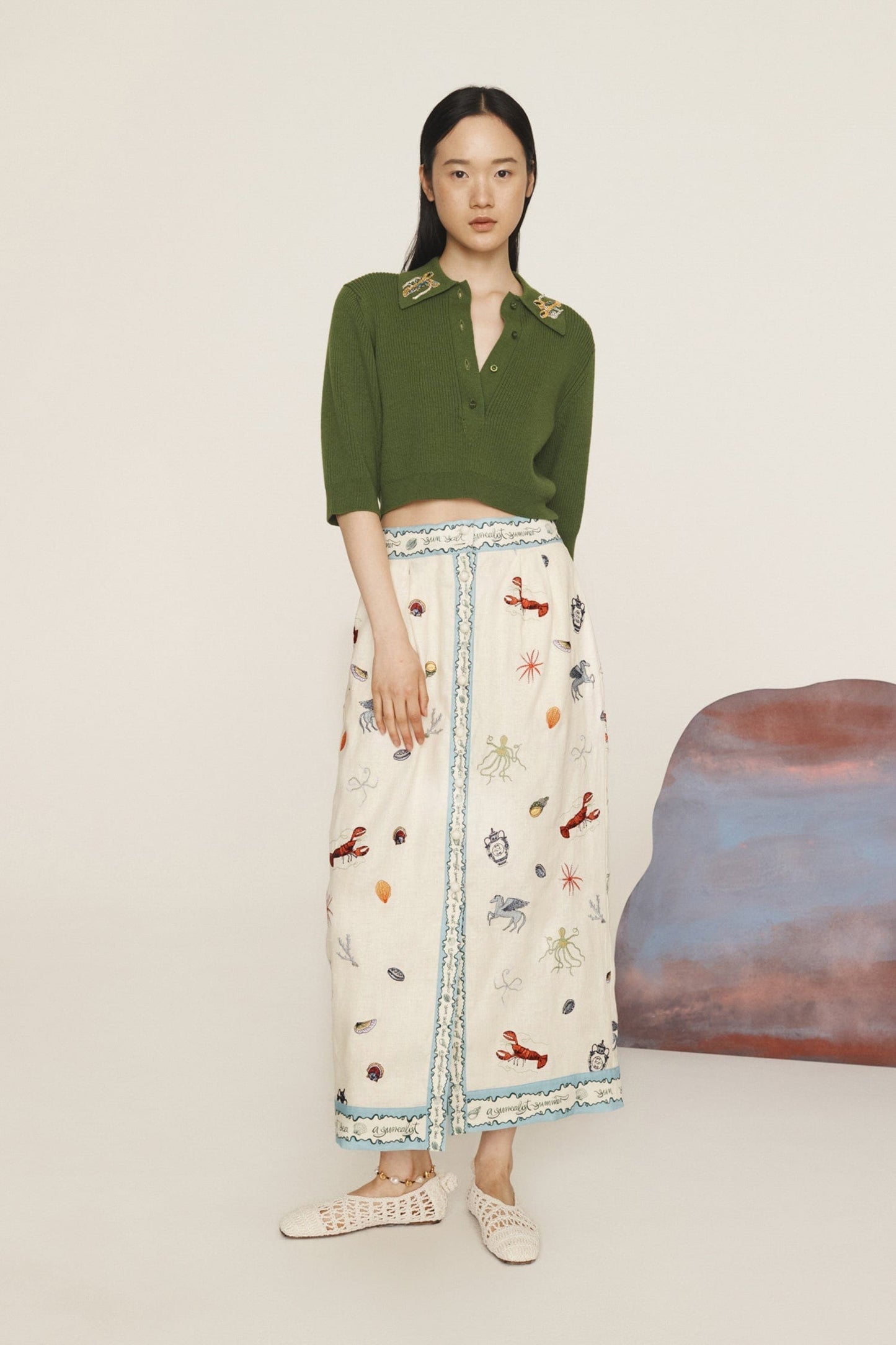 Alemais Sandy Embroidered Skirt