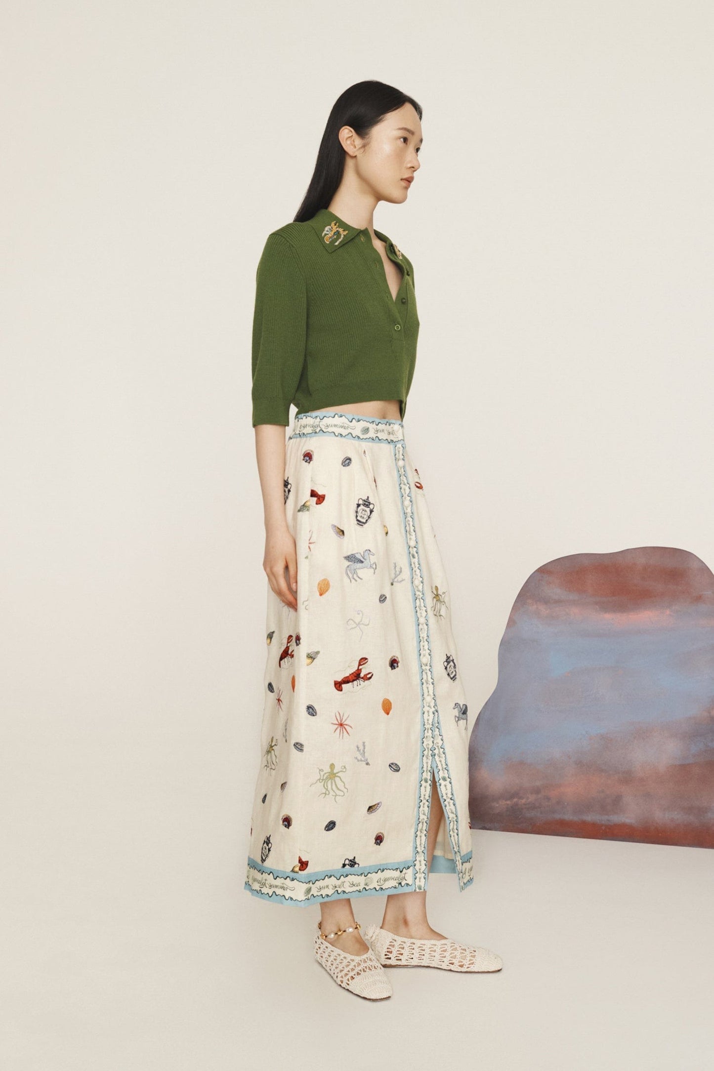 Alemais Sandy Embroidered Skirt