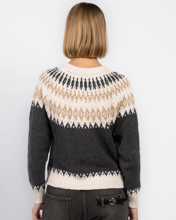 Autumn Cashmere Chunky Fair Isle Crew Neck Sweater