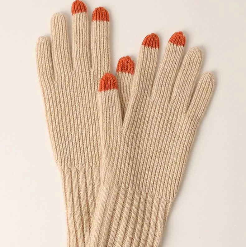 Roberta Bianca Ribbed Cashmere Gloves