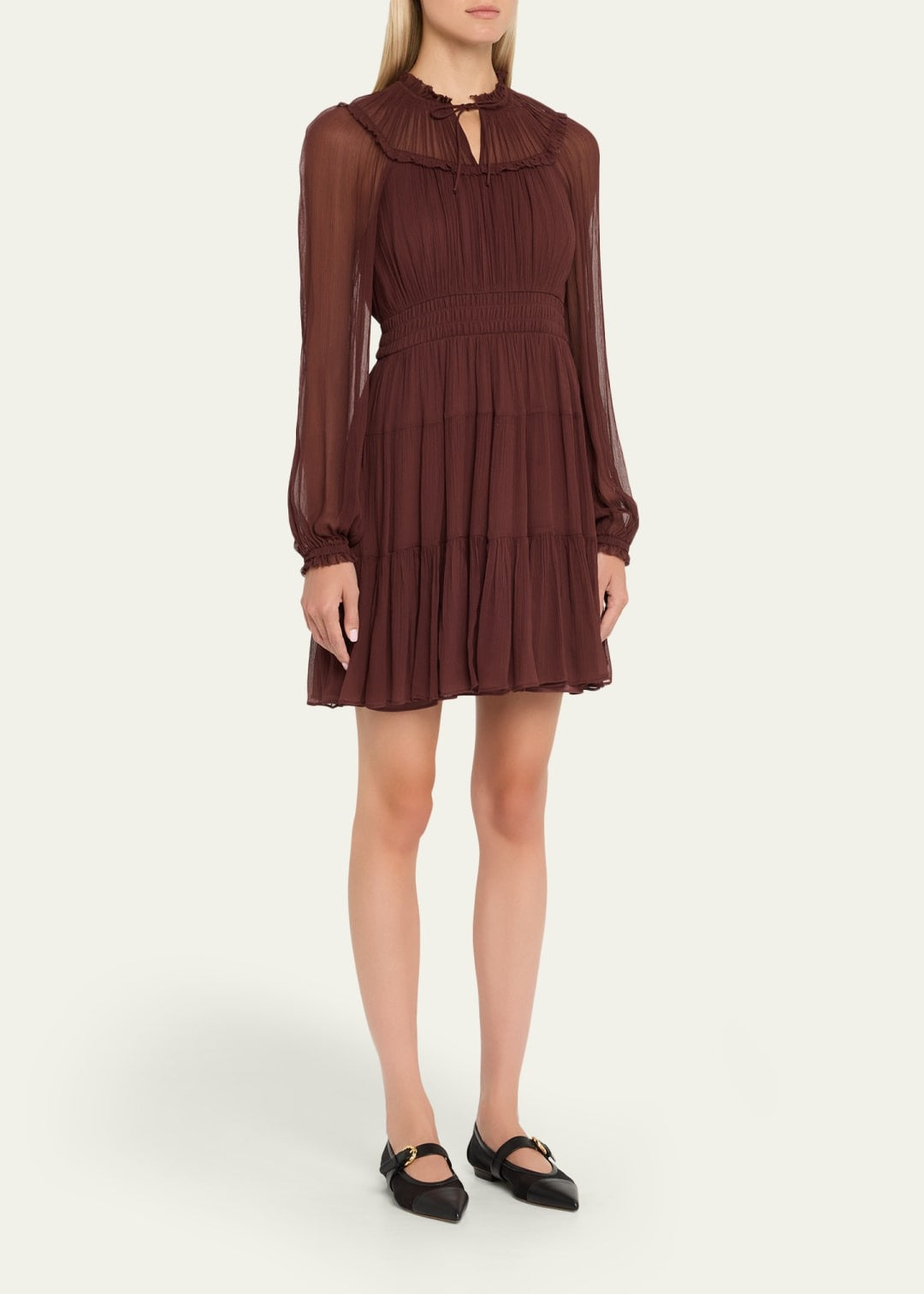 Ulla Johnson Ava Silk Long Sleeve Mini Dress
