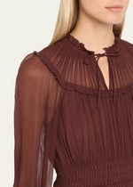 Ulla Johnson Ava Silk Long Sleeve Mini Dress