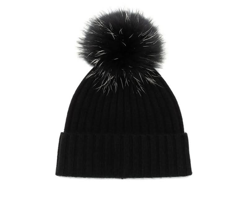 Roberta Bianca Robbed Cashmere Beanie Hat