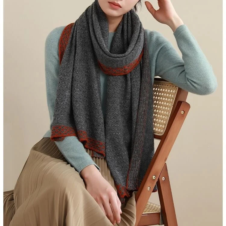 Roberta Bianca Color Blocked Edged Scarf