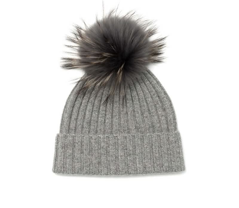 Roberta Bianca Robbed Cashmere Beanie Hat