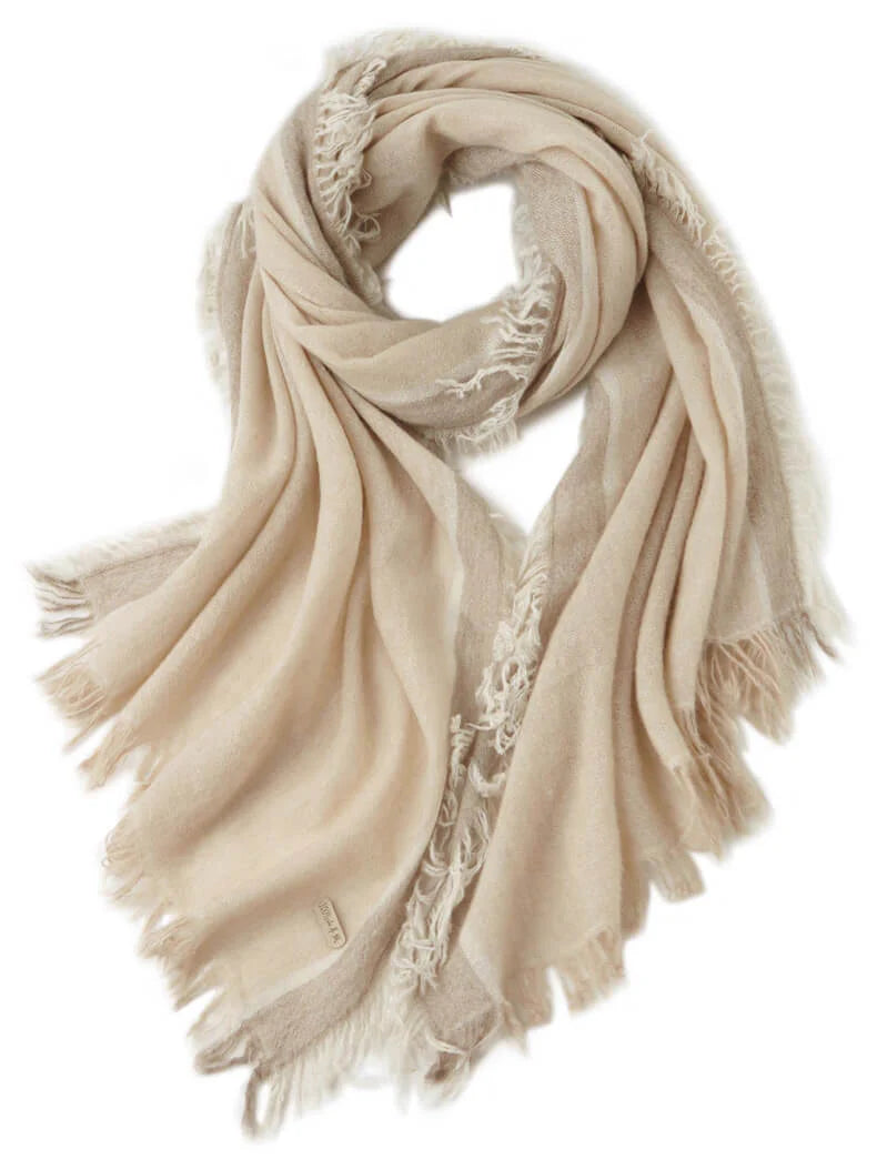 Roberta Bianca Twisted Fringe Cashmere Scarf