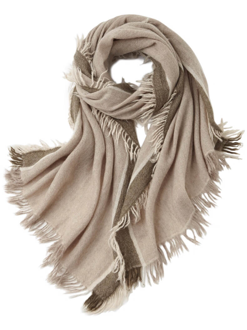 Roberta Bianca Twisted Fringe Cashmere Scarf
