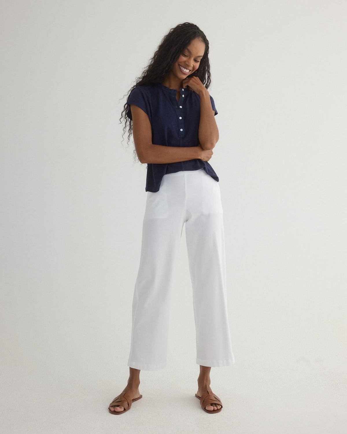 Bella Dahl Clean Front Wide Leg Crop Pants