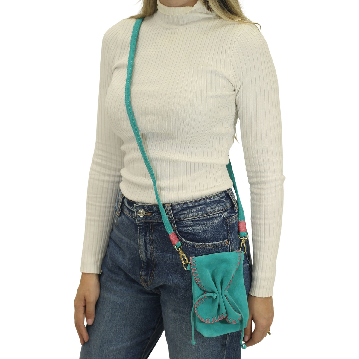 Carlos Falchi Suede Cell Phone Butterfly Bag