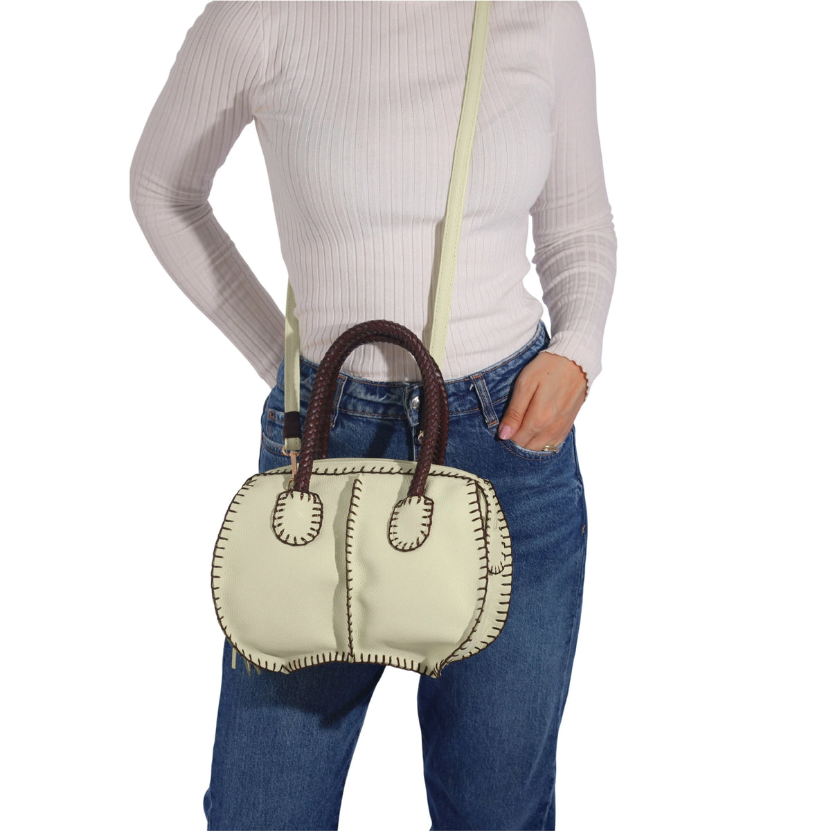 Carlos Falchi TS Mini Barrel Leather Bag