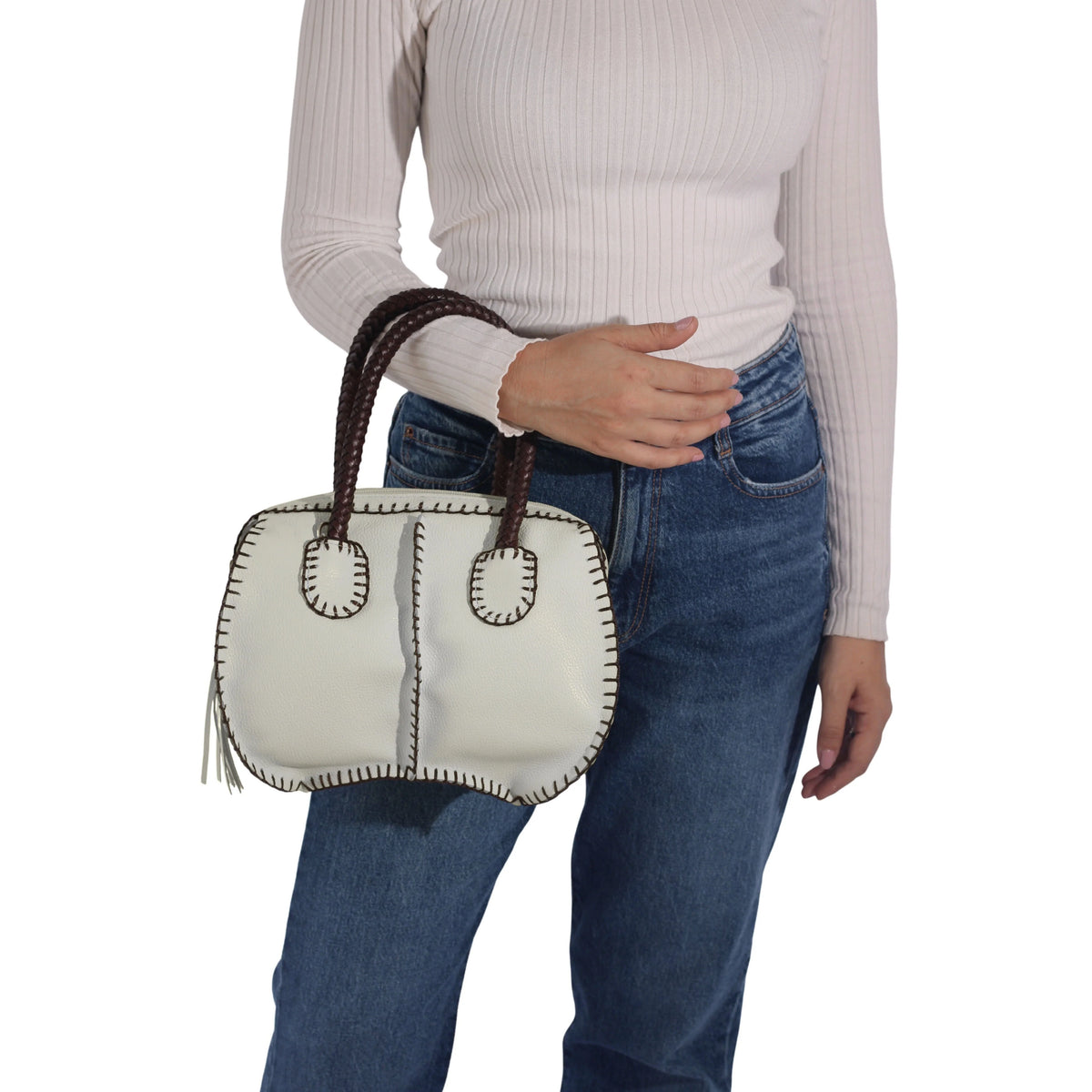 Carlos Falchi TS Mini Barrel Leather Bag