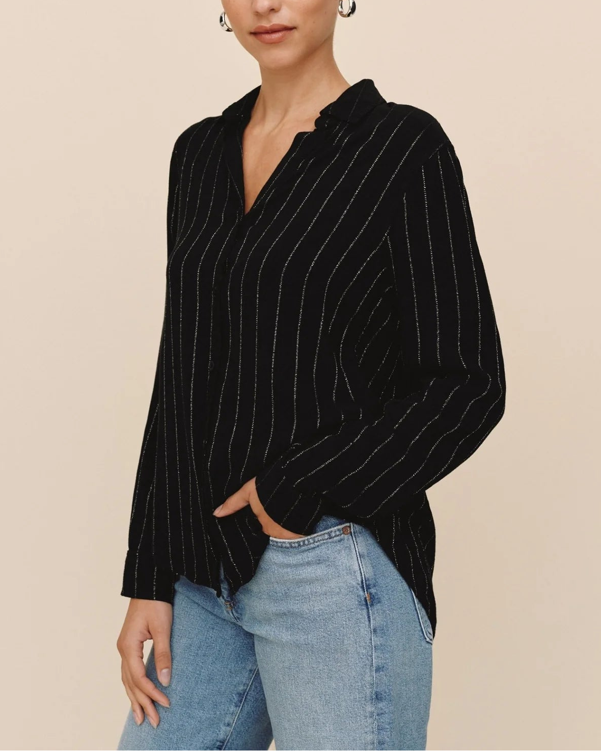 Bella Dahl Lurex Clean Stripe Shirt