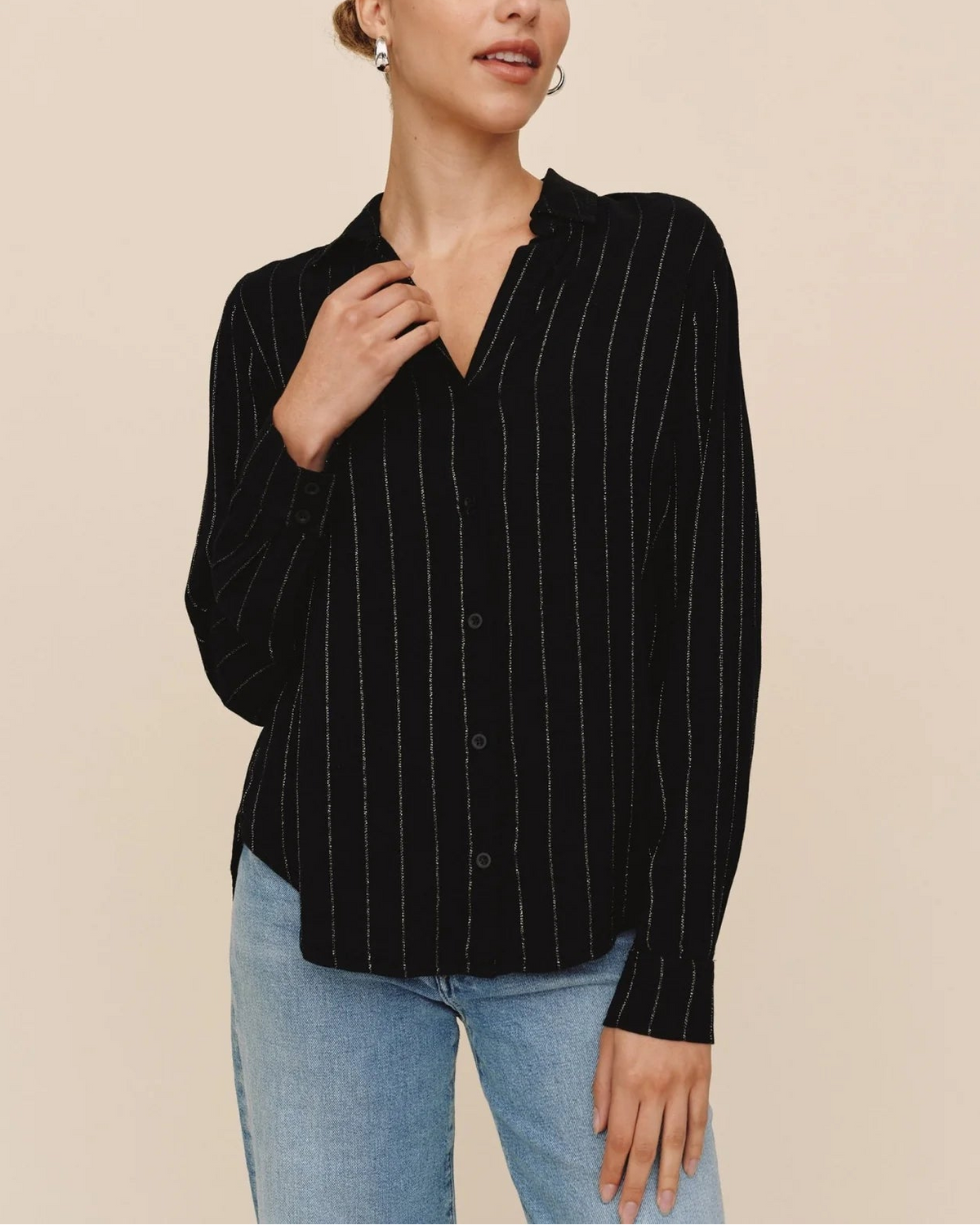 Bella Dahl Lurex Clean Stripe Shirt