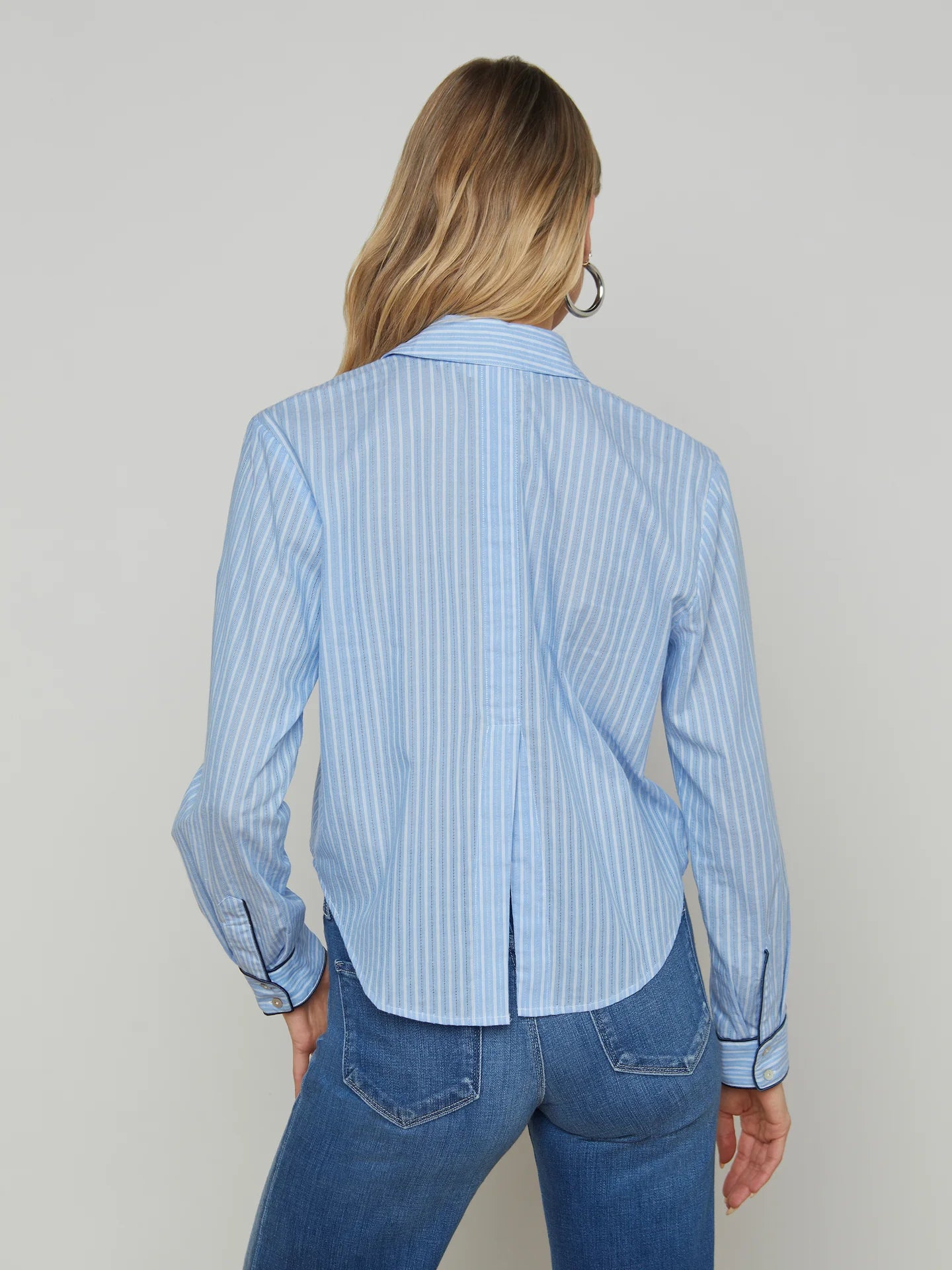 L'agence Cosette Crop Shirt With Piping