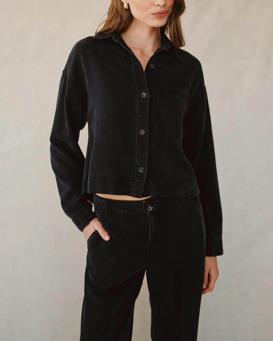Bella Dahl Crop Pocket Button Down Shirt