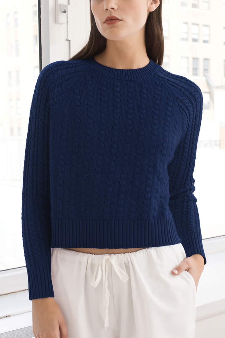 Autumn Cashmere Popcorn Crew Neck Sweater