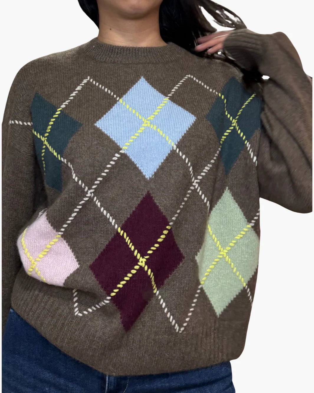 White + Warren Cashmere Argyle Crew