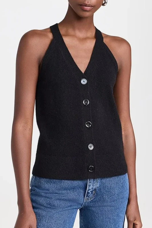 Enza Costa  Cashmere V-Neck Halter Cardigan