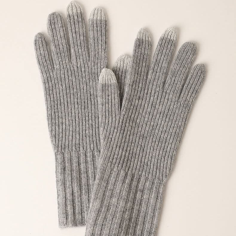 Roberta Bianca Ribbed Cashmere Gloves