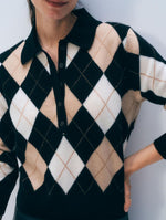 White & Warren Cashmere Argyle L/S Polo