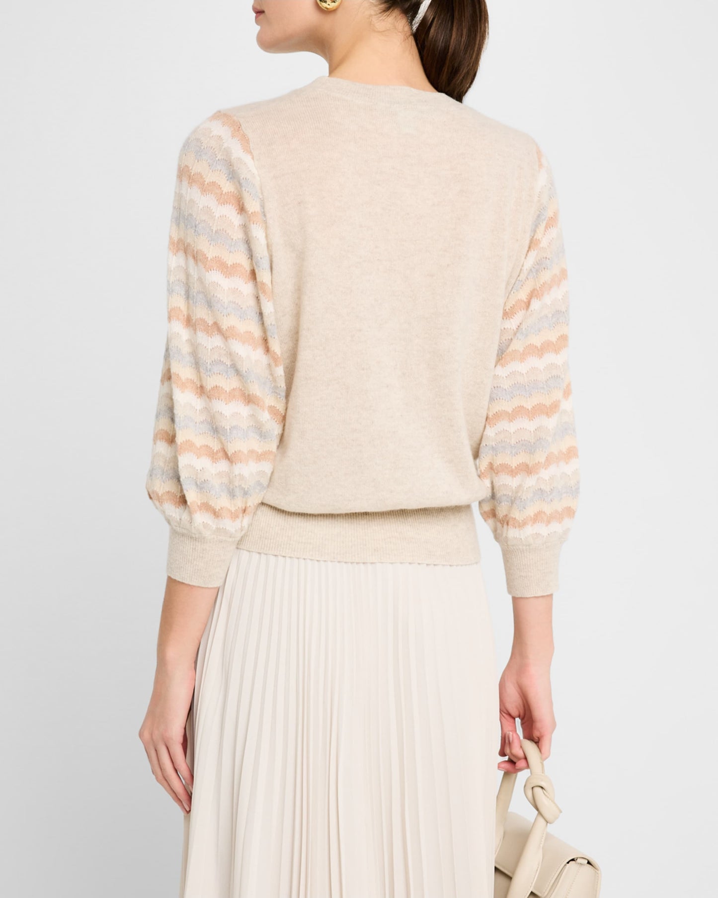 Autumn Cashmere Multi Color Puff Sleeve Crew