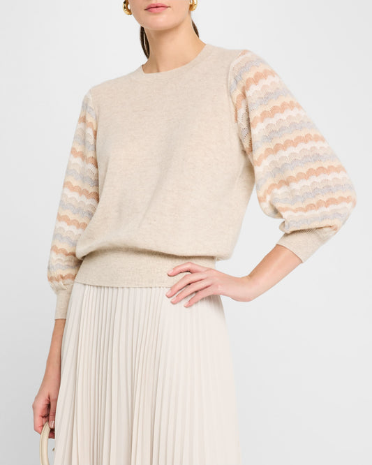 Autumn Cashmere Multi Color Puff Sleeve Crew